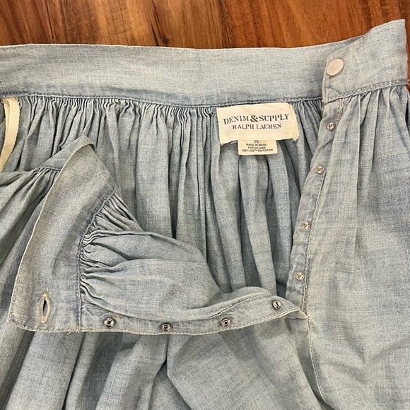 Denim & Supply Ralph Lauren Chambray Mini Skater Skirt Embroidered Blue NWT. - Picture 6 of 13